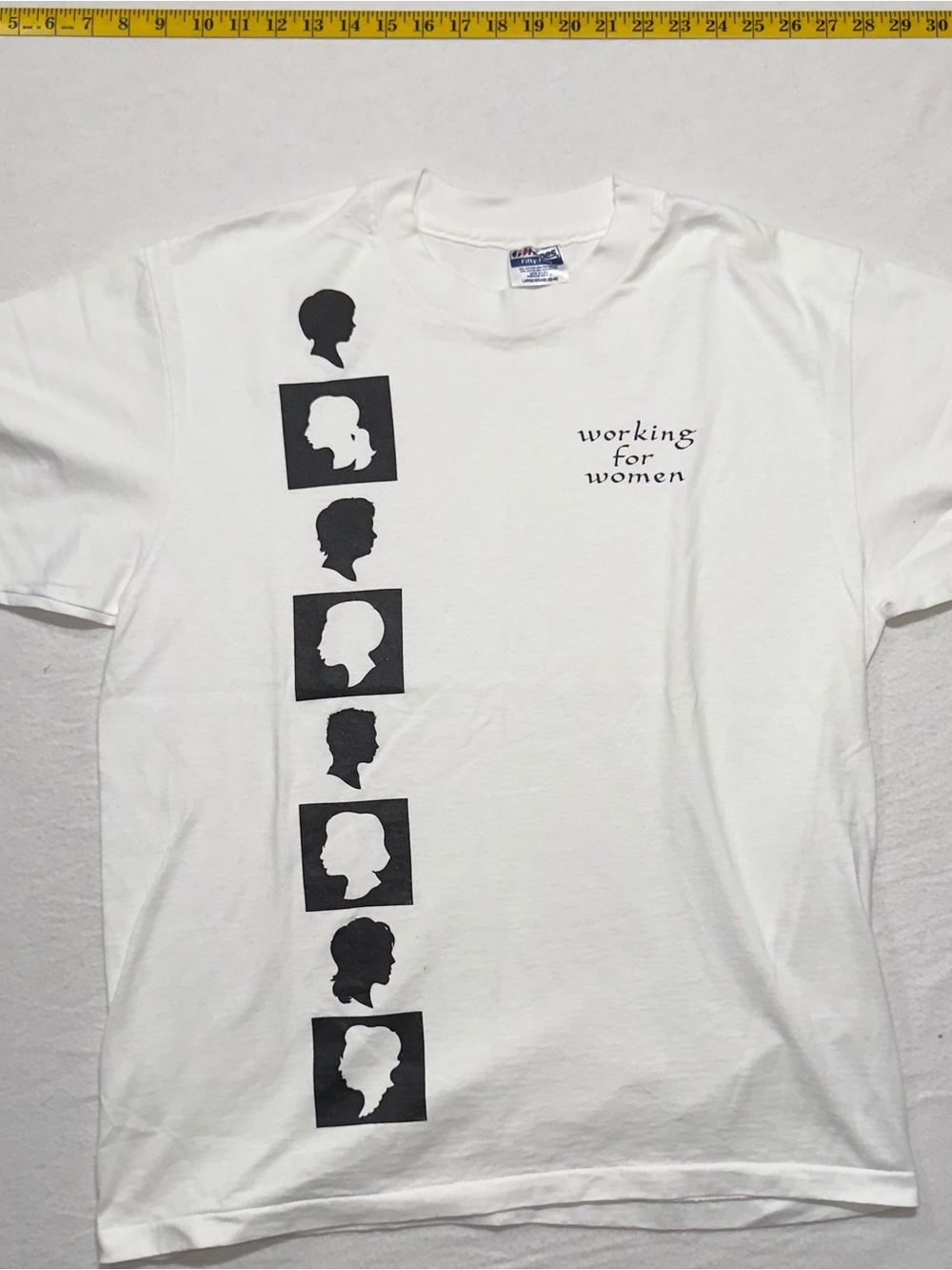 1980s Working for Women White Graphic Tee single stitch